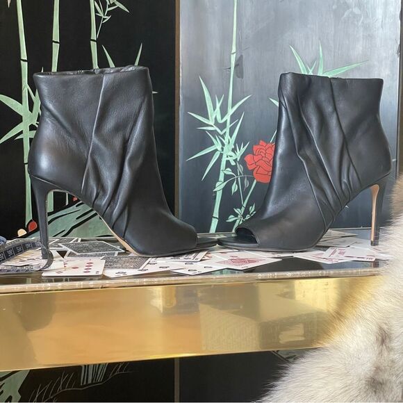 ♥️ Vince Camuto Black Peep-Toe Heeled Boots - Picture 9 of 16